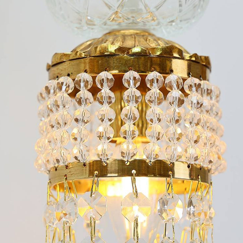 French Angel Flower Copper Glass 1-Light Wall Sconce Lamp
