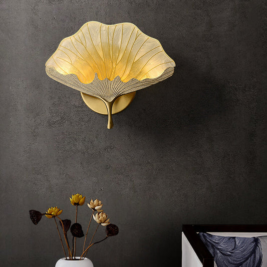 Ginkgo Biloba Copper LED Wall Sconce – Chinese Design