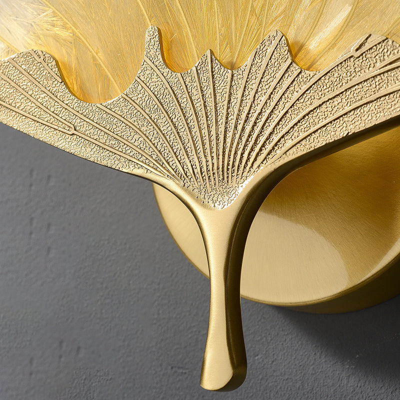 Ginkgo Biloba Copper LED Wall Sconce – Chinese Design