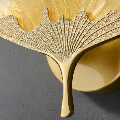 Ginkgo Biloba Copper LED Wall Sconce – Chinese Design