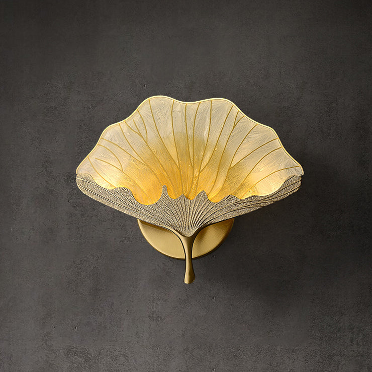 Ginkgo Biloba Copper LED Wall Sconce – Chinese Design