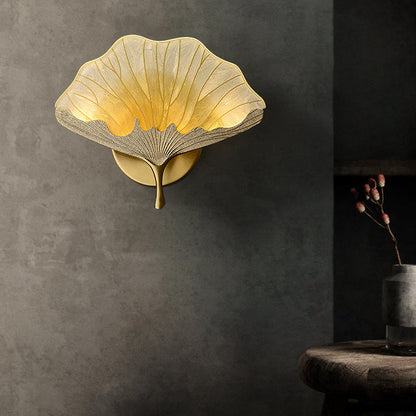 Ginkgo Biloba Copper LED Wall Sconce – Chinese Design