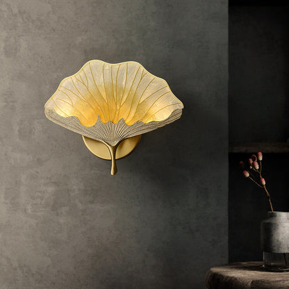 Ginkgo Biloba Copper LED Wall Sconce – Chinese Design