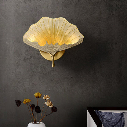 Ginkgo Biloba Copper LED Wall Sconce – Chinese Design