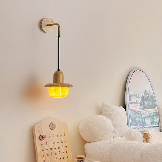 Creative Pumpkin Resin Wood 1-Light Wall Sconce Lamp