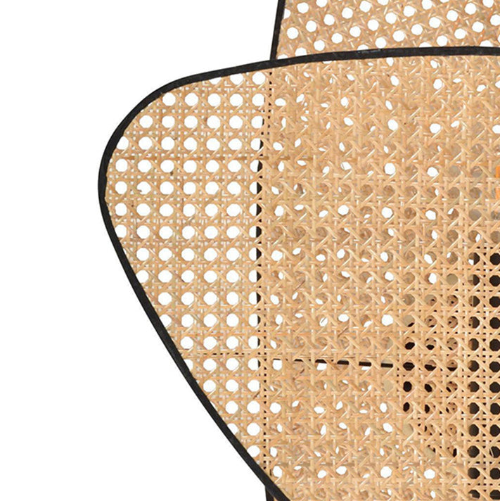 Japanese Oval Metal Rattan 1-Light Wall Sconce Lamp