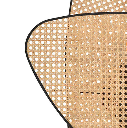 Japanese Oval Metal Rattan 1-Light Wall Sconce Lamp