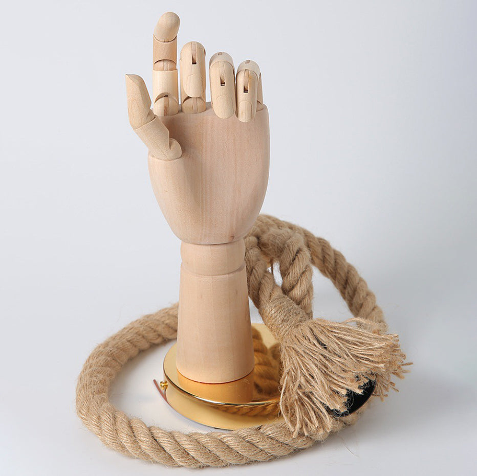 Mechanical Hemp Rope Solid Wood 1-Light Wall Sconce Lamp