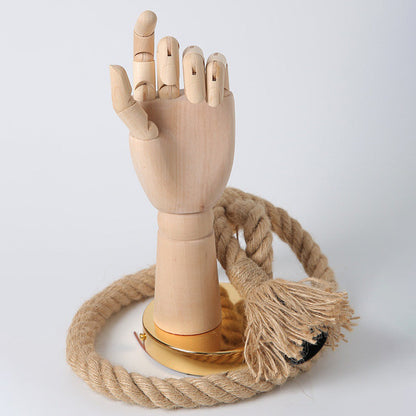 Mechanical Hemp Rope Solid Wood 1-Light Wall Sconce Lamp