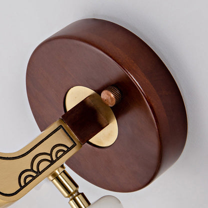 Traditional Chinese Round Ebony Copper LED Wall Sconce Lamp