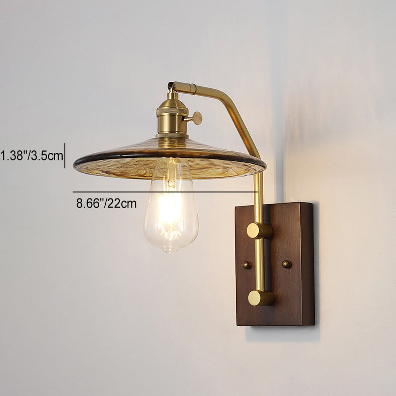 Flying Rubberwood Iron Glass 1-Light Wall Sconce Lamp