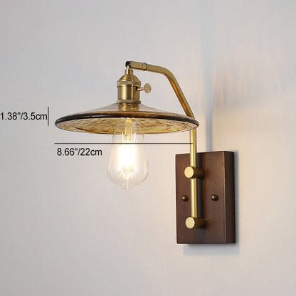Flying Rubberwood Iron Glass 1-Light Wall Sconce Lamp