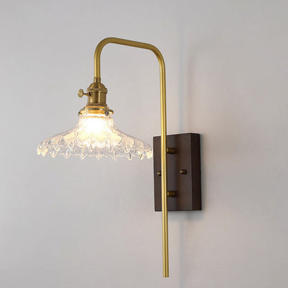 Flying Rubberwood Iron Glass 1-Light Wall Sconce Lamp