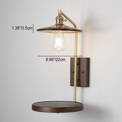 Flying Rubberwood Iron Glass 1-Light Wall Sconce Lamp