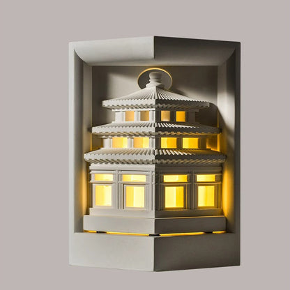 Chinese Loft Round Gypsum 1-Light Wall Sconce Lamp