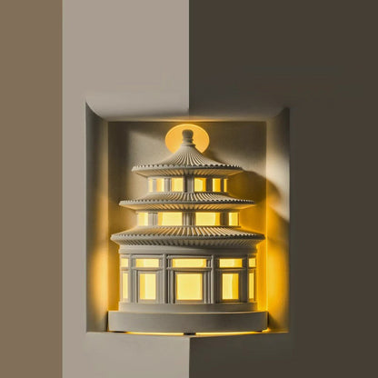 Chinese Loft Round Gypsum 1-Light Wall Sconce Lamp