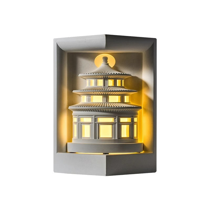 Chinese Loft Round Gypsum 1-Light Wall Sconce Lamp