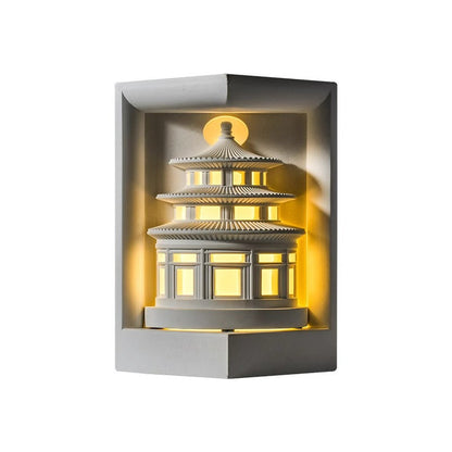 Chinese Loft Round Gypsum 1-Light Wall Sconce Lamp