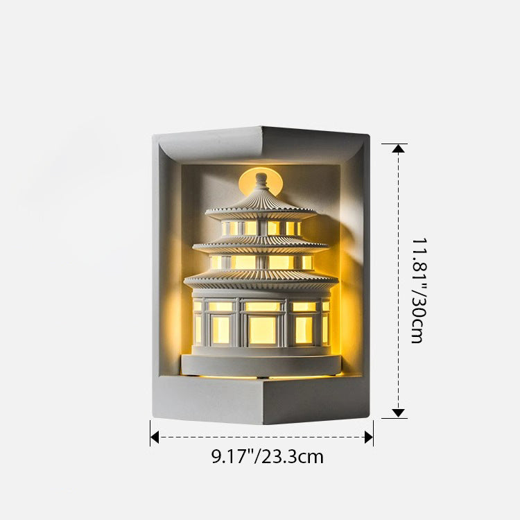 Chinese Loft Round Gypsum 1-Light Wall Sconce Lamp