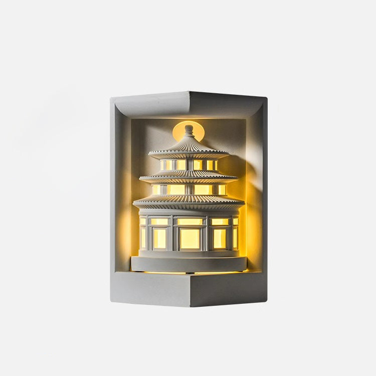 Chinese Loft Round Gypsum 1-Light Wall Sconce Lamp