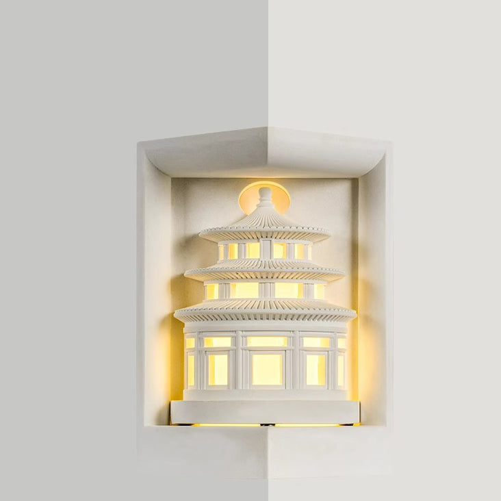 Chinese Loft Round Gypsum 1-Light Wall Sconce Lamp
