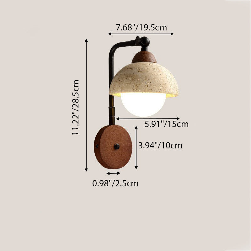 Japanese Travertine Solid Wood 1-Light Wall Sconce Lamp