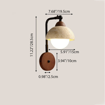 Japanese Travertine Solid Wood 1-Light Wall Sconce Lamp