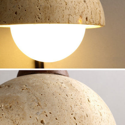 Japanese Travertine Solid Wood 1-Light Wall Sconce Lamp