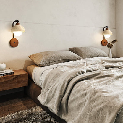 Japanese Travertine Solid Wood 1-Light Wall Sconce Lamp