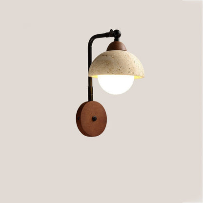 Japanese Travertine Solid Wood 1-Light Wall Sconce Lamp