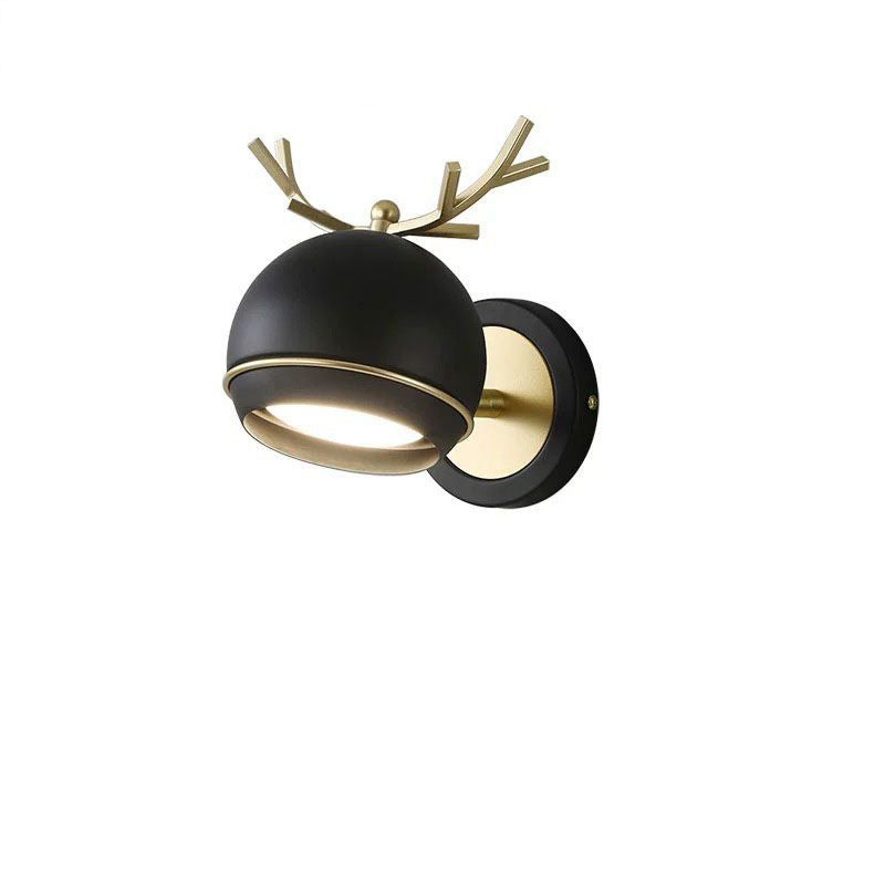 Creative Antlers Globe Iron 1-Light Wall Sconce Lamp