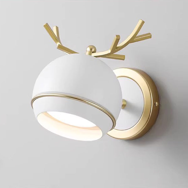 Creative Antlers Globe Iron 1-Light Wall Sconce Lamp