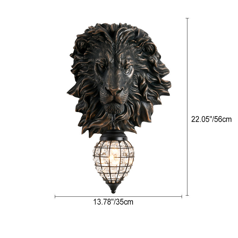 Lion Water Drop Resin Crystal 1-Light Wall Sconce Lamp