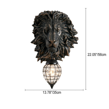 Lion Water Drop Resin Crystal 1-Light Wall Sconce Lamp