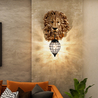 Lion Water Drop Resin Crystal 1-Light Wall Sconce Lamp