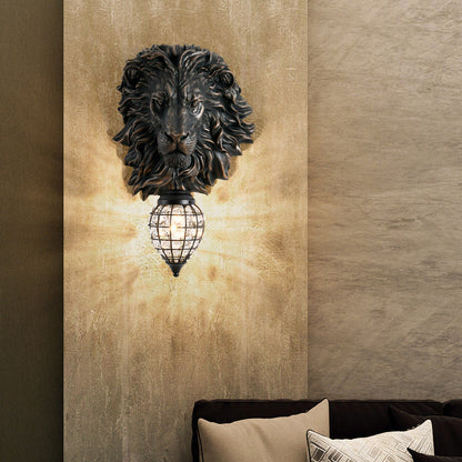 Lion Water Drop Resin Crystal 1-Light Wall Sconce Lamp