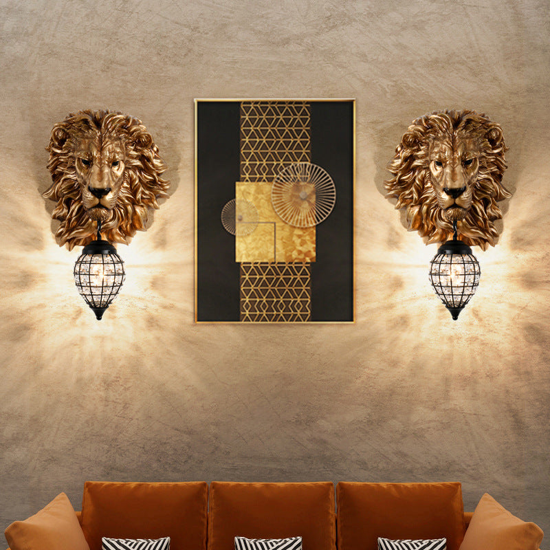 Lion Water Drop Resin Crystal 1-Light Wall Sconce Lamp