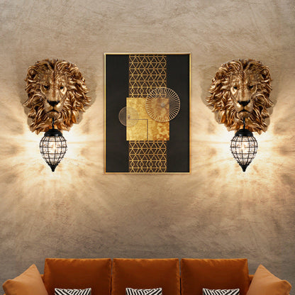 Lion Water Drop Resin Crystal 1-Light Wall Sconce Lamp