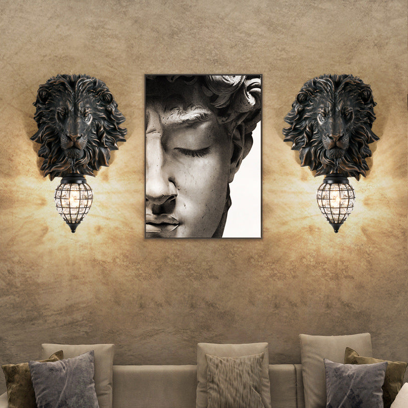 Lion Water Drop Resin Crystal 1-Light Wall Sconce Lamp