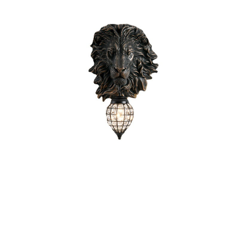 Lion Water Drop Resin Crystal 1-Light Wall Sconce Lamp