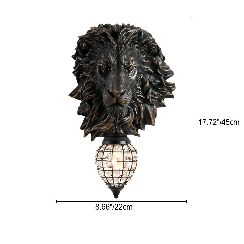 Lion Water Drop Resin Crystal 1-Light Wall Sconce Lamp