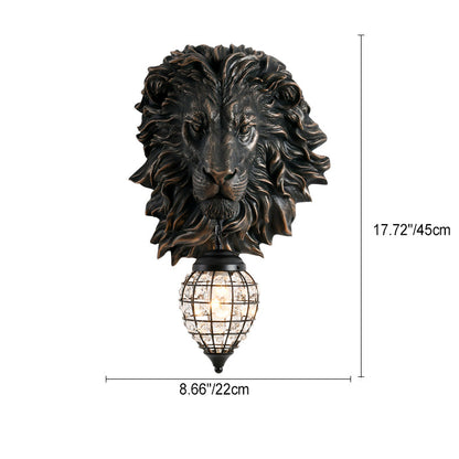 Lion Water Drop Resin Crystal 1-Light Wall Sconce Lamp