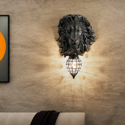 Lion Water Drop Resin Crystal 1-Light Wall Sconce Lamp