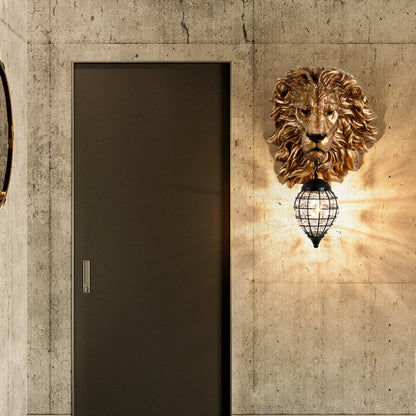 Lion Water Drop Resin Crystal 1-Light Wall Sconce Lamp