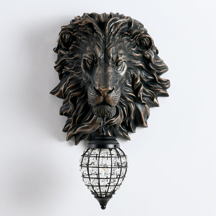 Lion Water Drop Resin Crystal 1-Light Wall Sconce Lamp