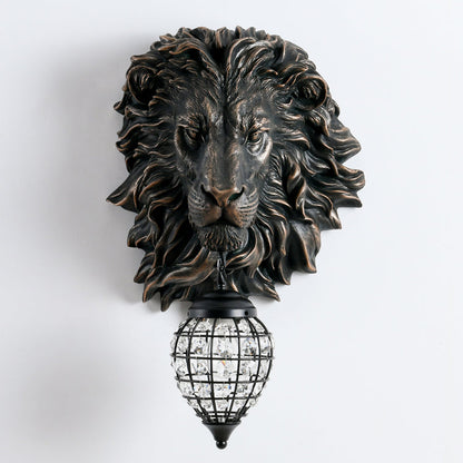 Lion Water Drop Resin Crystal 1-Light Wall Sconce Lamp