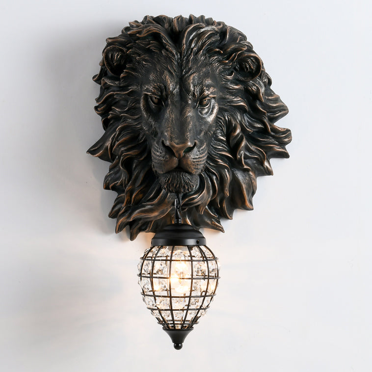 Lion Water Drop Resin Crystal 1-Light Wall Sconce Lamp