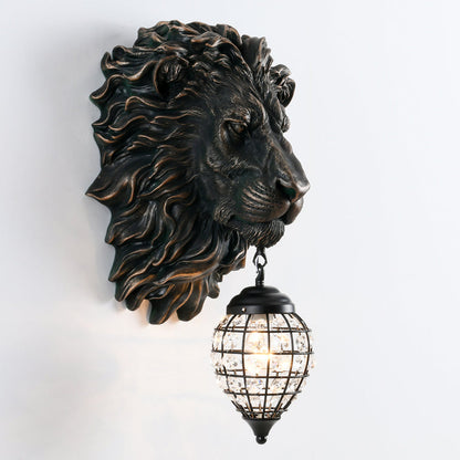 Lion Water Drop Resin Crystal 1-Light Wall Sconce Lamp