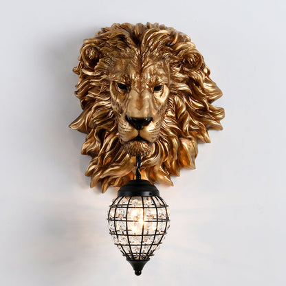 Lion Water Drop Resin Crystal 1-Light Wall Sconce Lamp