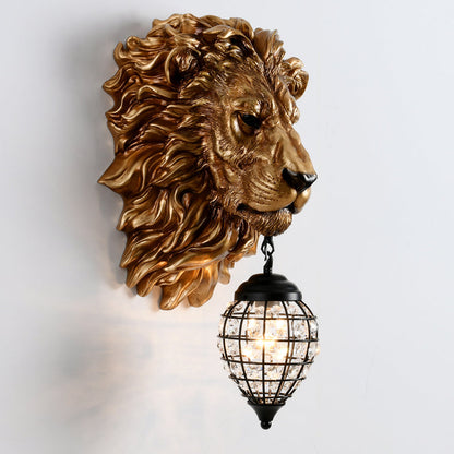 Lion Water Drop Resin Crystal 1-Light Wall Sconce Lamp